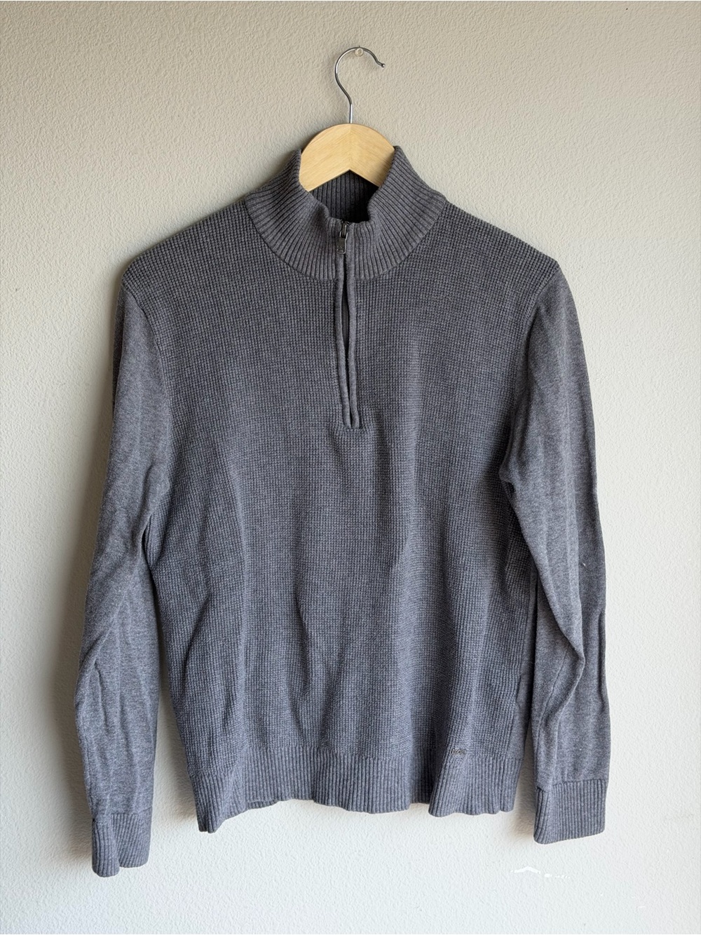 Michael Kors Men's Charcoal Zip Mock Neck Sweater